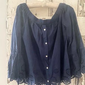 Navy Isabella Sinclair Off Shoulder Top, Size XL